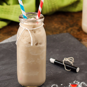 chocolate caramel milkshake cocktail in bottle