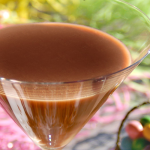 melted chocolate easter bunny cocktail in glass