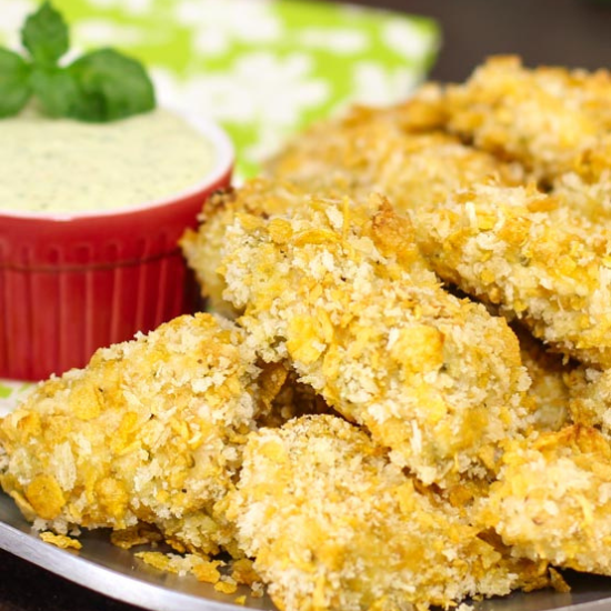 baked pesto chicken bites on plate