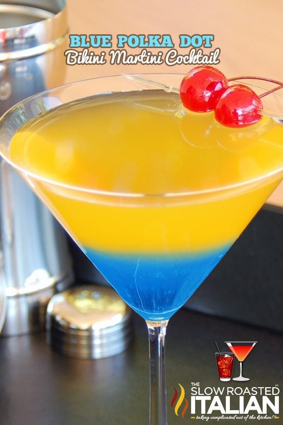 Blue Polka Dot Bikini Martini Cocktail