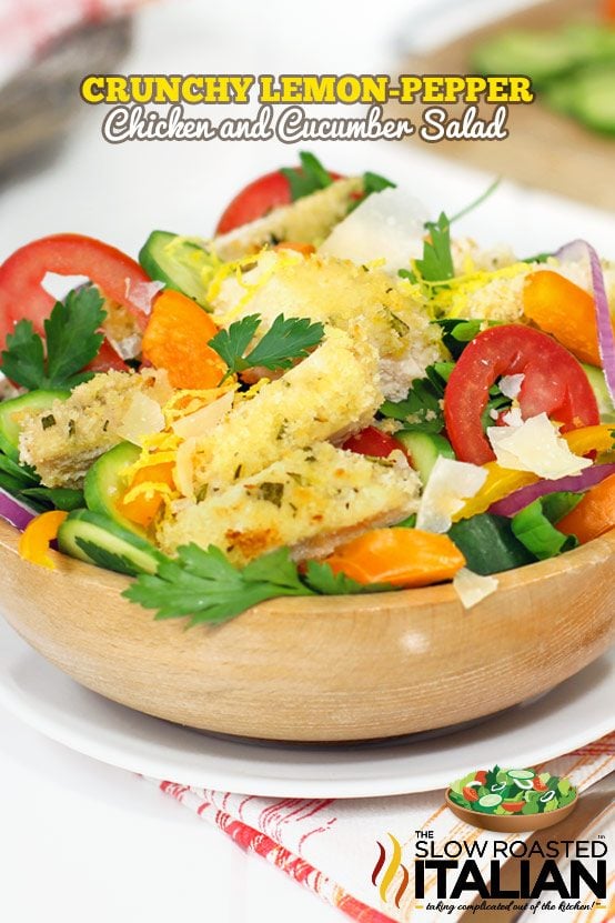 Lemon-Pepper Breaded Chicken over Garden Salad