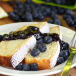 blueberry syrup on cake