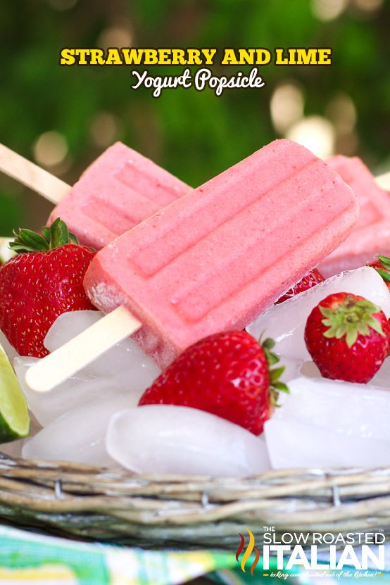 Strawberry Lime Yogurt Popsicles