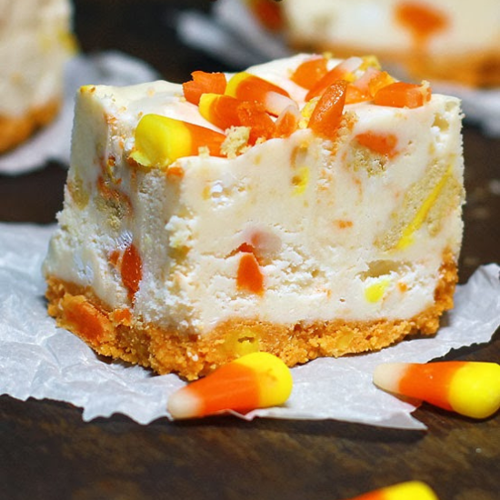 candy corn oreo cookies and cream fudge bar on wax paper