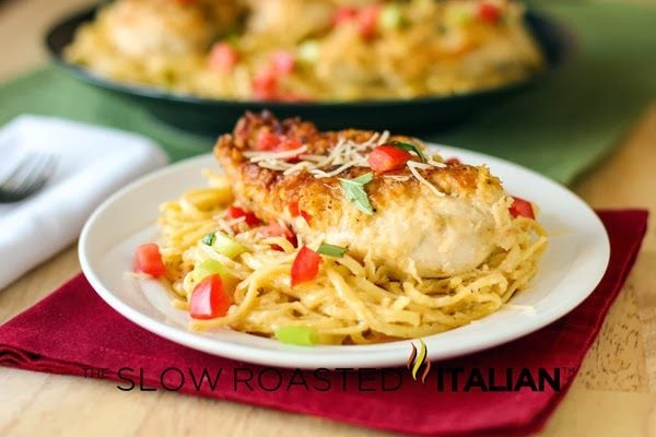 plate of chicken bianco (olive garden copycat recipe)