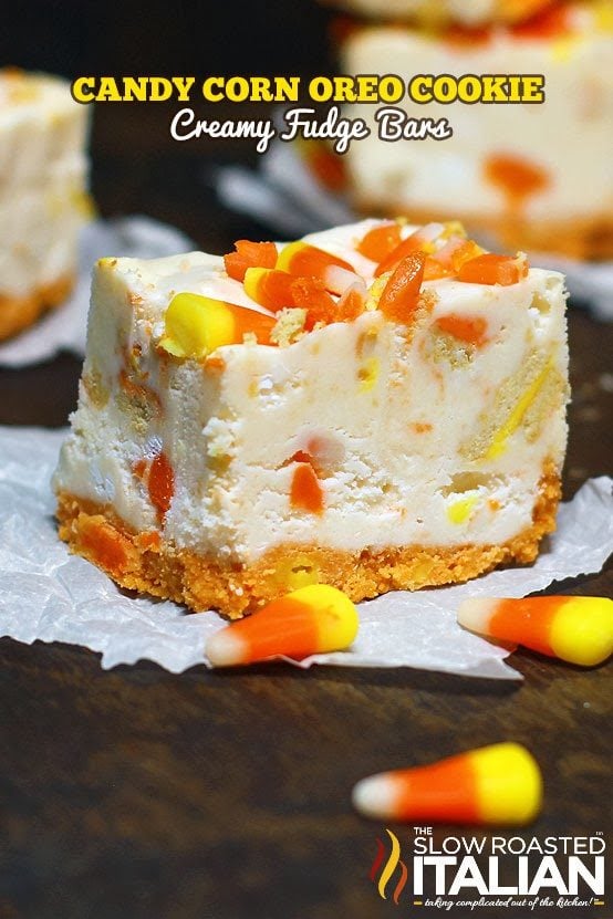 Candy Corn Oreo Cookies and Cream Fudge Bars