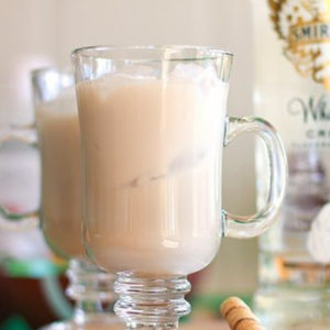 glass of creamy iced coffee cocktail