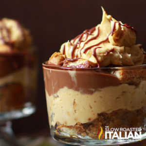 peanut butter chocolate tiramisu in dessert dish