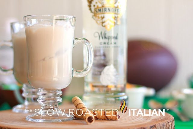 Glass of creamy iced coffee cocktail