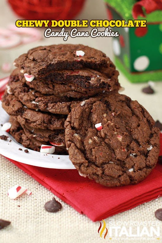 Chewy Double Chocolate Candy Cane Cookies