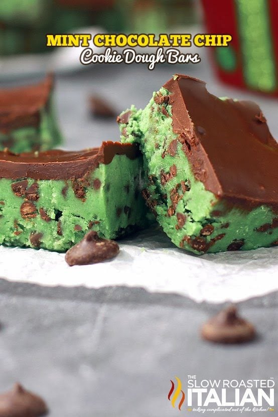 Mint Chocolate Chip Cookie Dough Bars