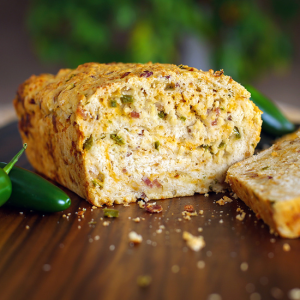 loaf of cheesy bacon jalapeno popper beer bread