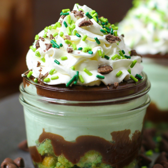 jar of drunken chocolate covered grasshopper tiramisu