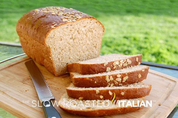 honey wheat oatmeal bread, sliced