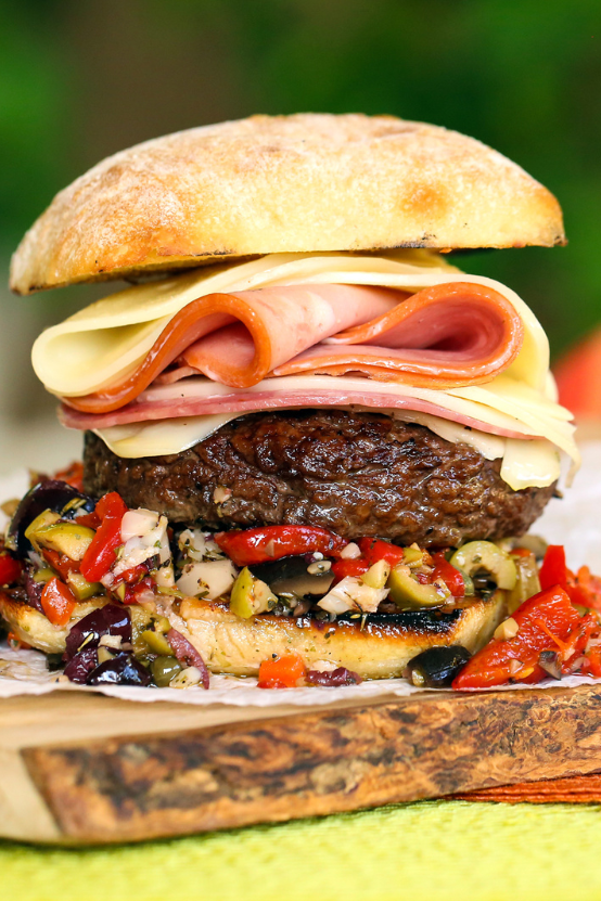 Muffaletta Cheeseburger