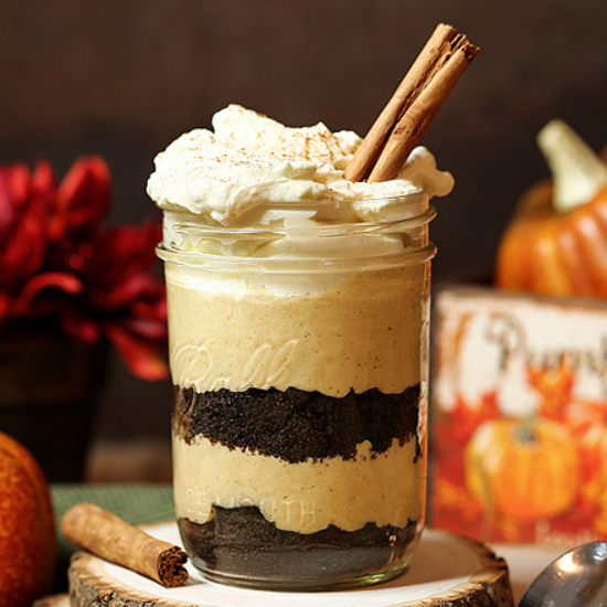 jar of pumpkin sweet cream chocolate trifle