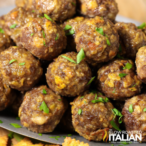 plate of spicy tomato herb meatballs