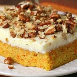 Plate of The Best Ever Simple Carrot Cake with Cheesecake Frosting