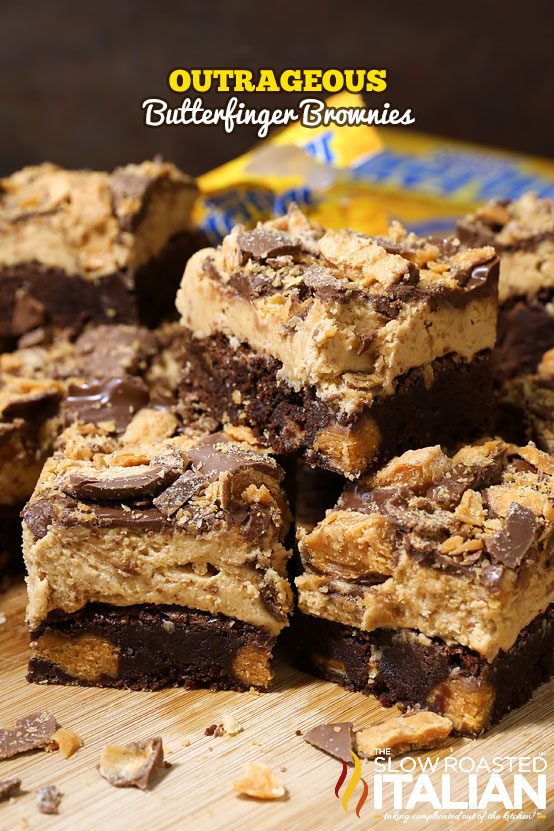 titled collage for outrageous Butterfinger brownies