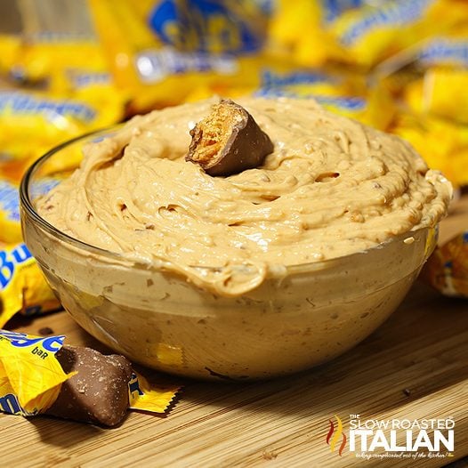 bowl of chocolate peanut butter frosting