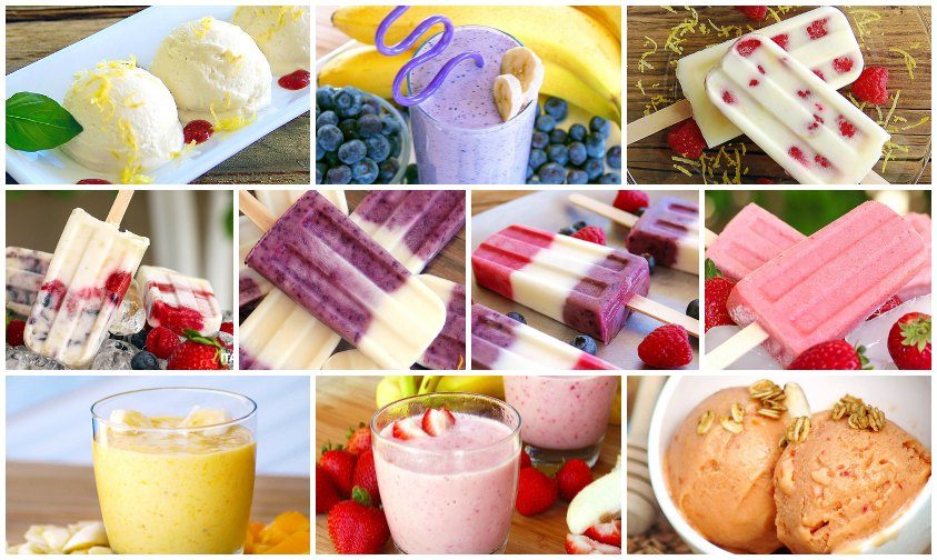 collage of frozen drinks and desserts