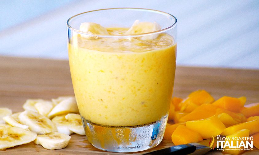 mango banana smoothie in glass