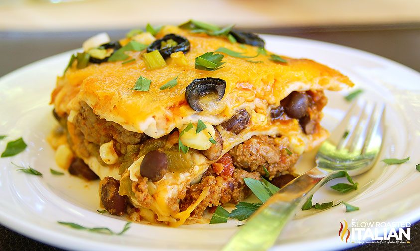 platter of mexican lasagna