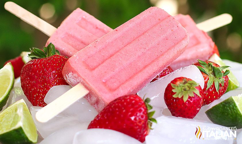 strawberry lime yogurt pops