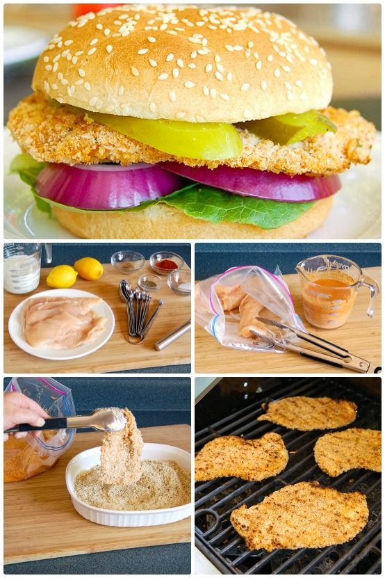 collage for breaded chicken breast recipe