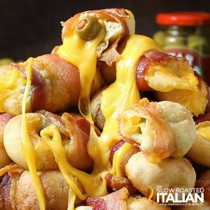 stack of cheesy bacon olive bombs