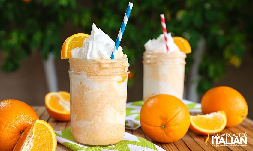 two creamsicle shakes side by side