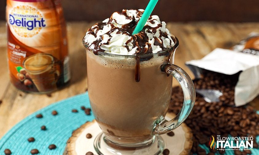 mocha Frappuccino in glass with whipped cream