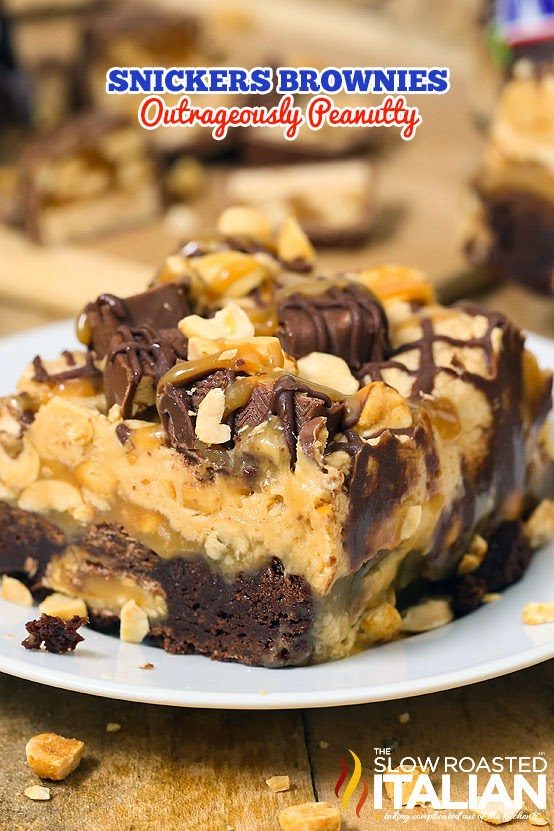 Outrageously Peanutty Snickers Brownies