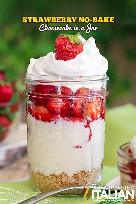 Strawberry No-Bake Cheesecake in a Jar