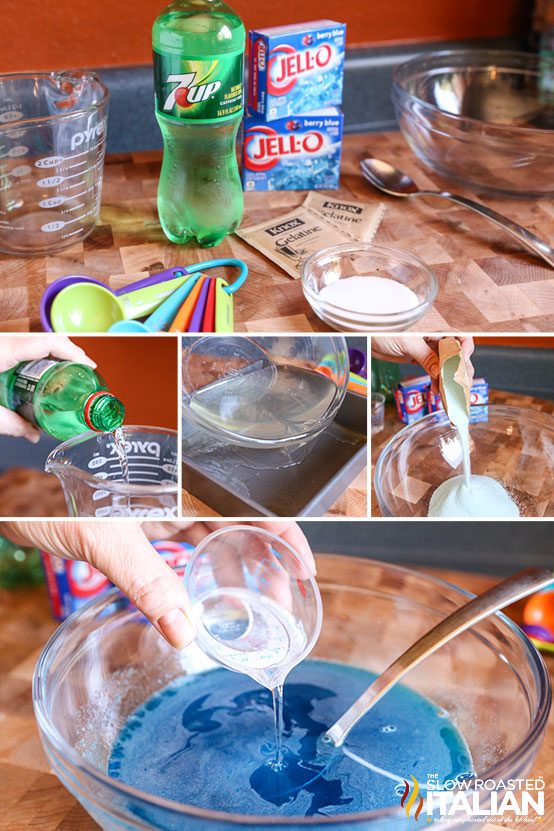 collage for blue Jello jigglers recipe