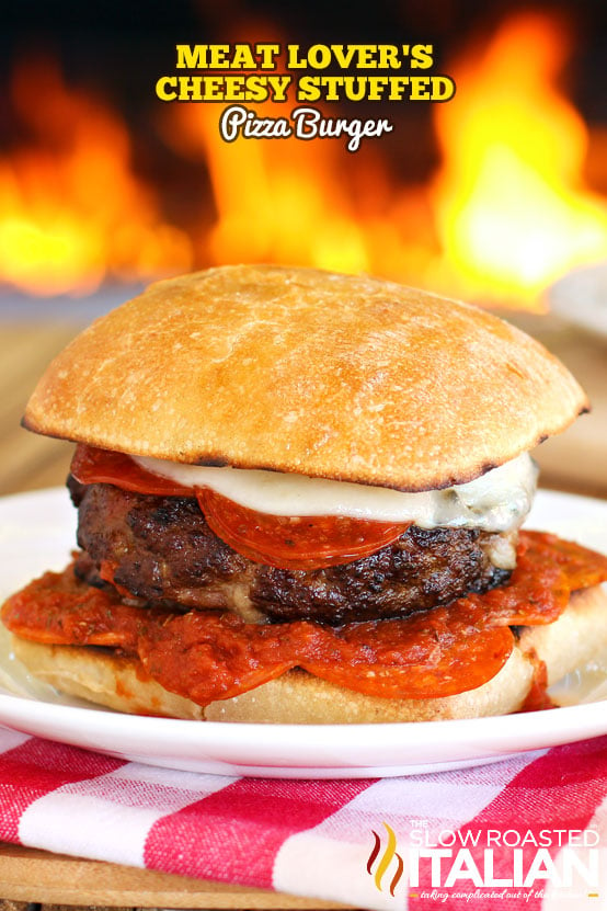Meat Lover’s Cheesy Stuffed Pizza Burgers
