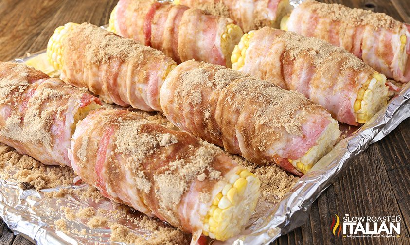 Candied-Bacon Wrapped Corn