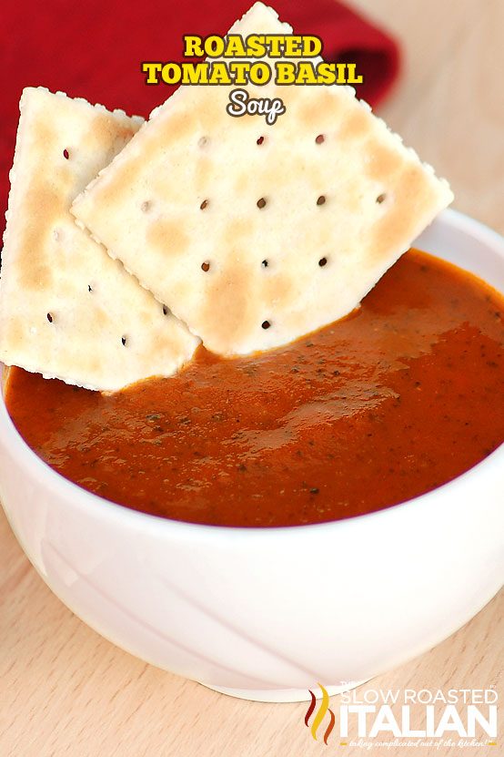 bowl of homemade tomato basil soup