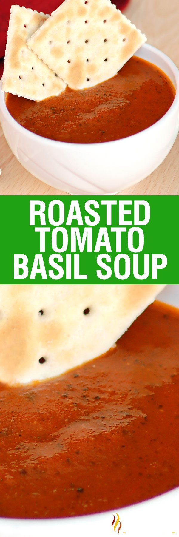 titled collage for tomato basil soup recipe