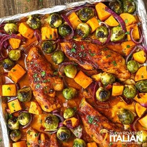 Pan of Roasted Garlic Chicken and Vegetables