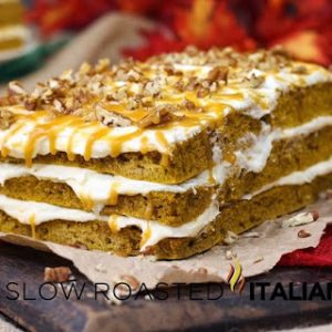 pumpkin spice cake with cheesecake frosting