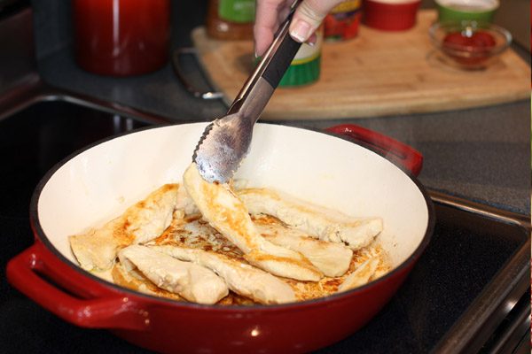 cooking chicken breasts in skillet