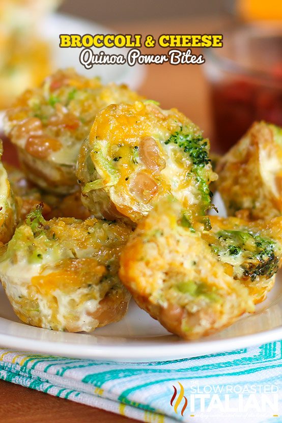  Broccoli and Cheese Quinoa Power Bites are loaded with vegetables and healthy protein. Perfect for lunch and my daughter has loved them since she was 3. With this easy recipe you will be making them again and again.