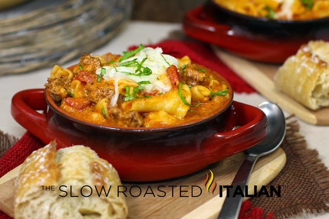 lasagna soup in bowl