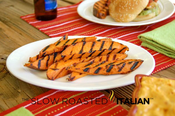grilled sweet potato fries on plate