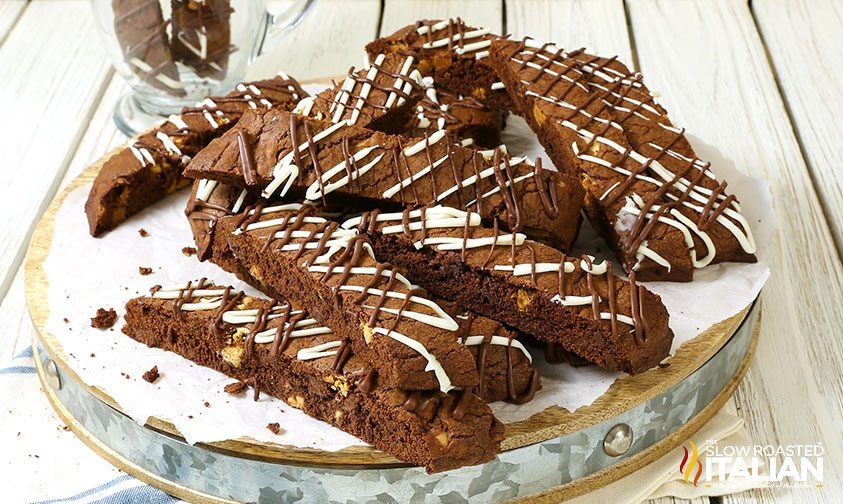 italian chocolate walnut cookies on platter