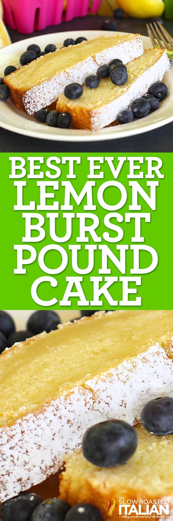 titled pinterest collage for lemon pound cake recipe
