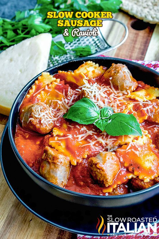 Slow Cooker Sausage and Ravioli