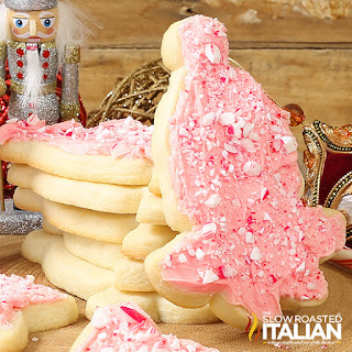 candy cane butter cream on cut out cookies