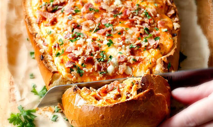 stuffed buffalo chicken dip french bread -carlsbadcravings